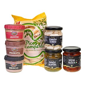PARTA Dárková sada - kuřecí a vepřová paštika, vepřova paštika Iberico, tyčinky picos, česnek, sušená rajčata a jalapeňos