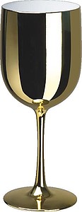 PÁRTY Plastová sklenice na víno, 460 ml, lesklá zlatá