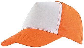 Pětipanelová kšiltovka se síťkou, bílo oranžová