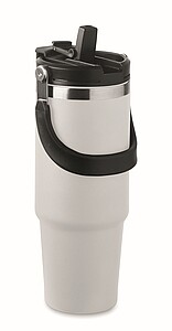 PITESTI Dvoustěnný XXL hrnek z recyklované nerezové oceli, 850 ml, bílá