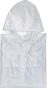 Pláštěnka s kapucí, velikost XL, PVC, transparentní bílá - pláštěnky