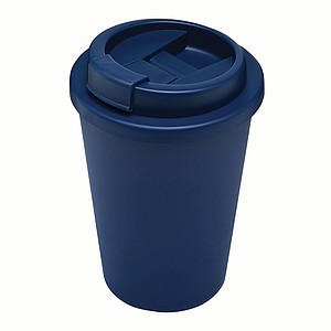 Plastový dvouvrstvý hrnek s víčkem, 300ml, námořní modrá