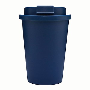 Plastový dvouvrstvý hrnek s víčkem, 300ml, námořní modrá