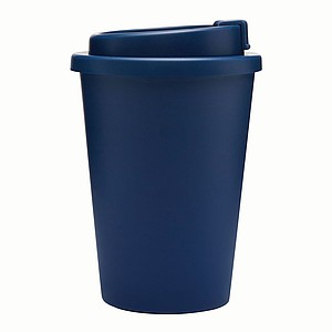 Plastový dvouvrstvý hrnek s víčkem, 300ml, námořní modrá