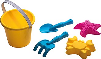Plastový kyblíček s hračkami na písek - reklamní předměty