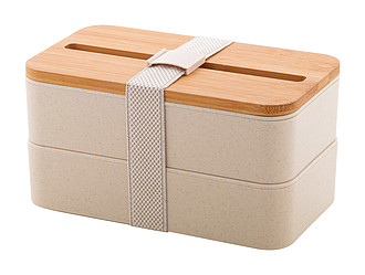 Plastový lunchbox, 2 boxy po 700ml, bambusové víčko - reklamní předměty