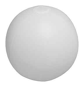 Plážový míč, PVC matný plážový míč, 6 panelů, barva bílé - reklamní předměty