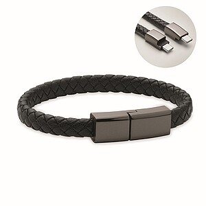 Pletený náramek a kabel type-C, černá - reklamní předměty