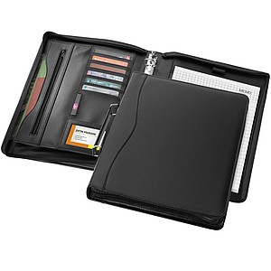 Portfolio formátu A4 s blokem, zapínání na zip, černá - reklamní předměty