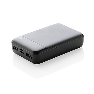 Powerbanka 10 000 mAh z RCS recyklovaného plastu, černá - reklamní předměty