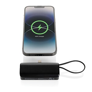 Powerbanka 3000 mAh z RCS plastu s IOS konektorem, černá