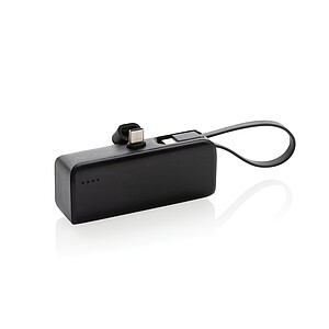 Powerbanka 3000mAh z RCS recyklovaného plastu s USB C, černá - reklamní předměty