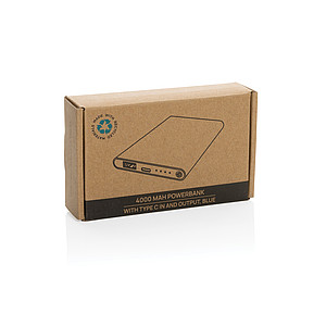 Powerbanka 4000mAh, recyklovaný plast a hliník, modrá