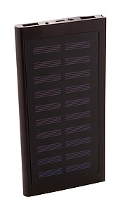 Powerbanka 4000mAh se solárním dobíjením, tělo z recyklovaného hliníku, černá