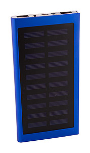Powerbanka 4000mAh se solárním dobíjením, tělo z recyklovaného hliníku, modrá