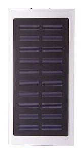 Powerbanka 4000mAh se solárním dobíjením, tělo z recyklovaného hliníku, stříbrná