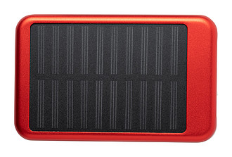 Powerbanka 4000mAh se solárním panelem, červená