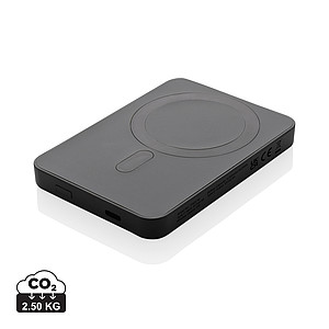 Powerbanka 5000mAh s magnetem a bezdrátovým nabíjením, černá