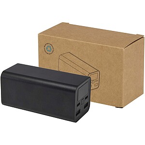 Powerbanka na notebook z recyklovaného hliníku s kapacitou 20 000 mAh a výkonem 70 W, černá - reklamní předměty