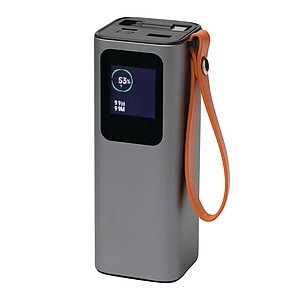 Powerbanka s integrovaným nabíjecím kabelem 20 000 mAh, stříbrná - reklamní předměty