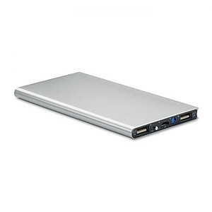 POWERDESK Hliníková powerbanka s kapacitou 8000 mAh, stříbrná