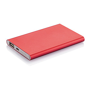 POWERFLAT Tenká powerbanka 4000mAh s indikátorem, červená - reklamní předměty