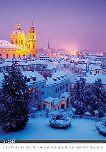Praha 2026, nástěnný kalendář, prodloužená záda - reklamní kalendáře