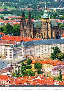 Praha 2026, nástěnný kalendář, prodloužená záda