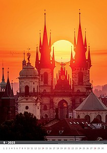 Praha 2026, nástěnný kalendář, prodloužená záda
