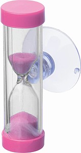 Přesýpací hodiny, cca 3 minuty s přísavkou, růžové - reklamní předměty