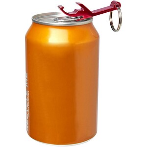 Přívěšek na klíče s otvírákem, recyklovaný hliník, červený