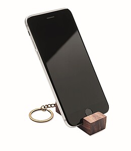 Přívěsek na klíče se stojánkem na telefon, hnědá - klíčenky s potiskem