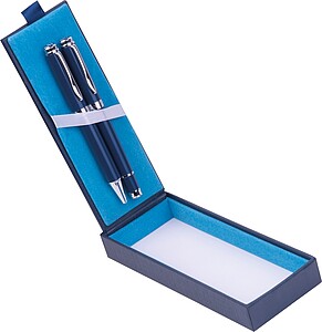 Psací souprava Mark Twain, tmavě modrá - propisky s potiskem