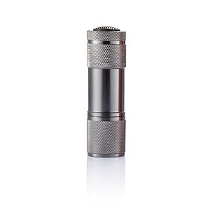 QUATRO Malá svítilna se šňůrkou, 9 LED, šedá - reklamní předměty
