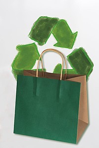 Recyklovaná papírová taška malá,zelená