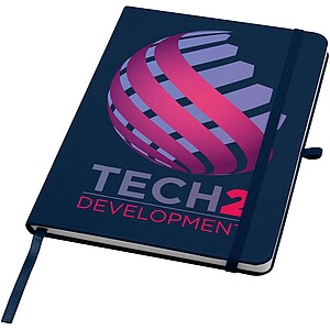 Recyklovaný zápisník A5 s pevnou obálkou a linkovanými stránkami, námořní modrá