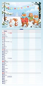 Rodinný plánovač 2026, měsíční nástěnný kalendář