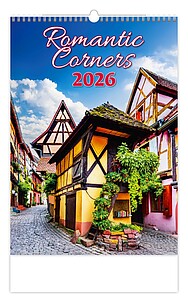 Romantic Corners 2026, nástěnný kalendář, prodloužená záda - reklamní kalendáře