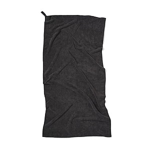 Rychleschnoucí ručník z RPET, 140x70cm, černý - reklamní předměty