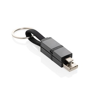 Rychlý nabíjecí kabel Terra 4v1 60W z recyklovaného hliníku, šedá - reklamní předměty
