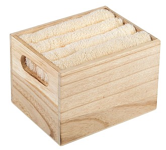 Sada 4 ručníků ve dřevěném boxu, béžová - ručníky s potiskem