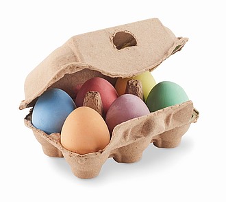 Sada 6 ks křídových vajec v kartonové krabičce - reklamní pastelky