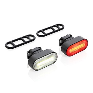 Sada USB dobíjecích světel na kolo Lumino z RCS plastu, černá