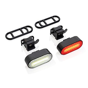 Sada USB dobíjecích světel na kolo Lumino z RCS plastu, černá