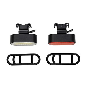 Sada USB dobíjecích světel na kolo Lumino z RCS plastu, černá