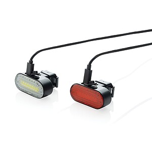 Sada USB dobíjecích světel na kolo Lumino z RCS plastu, černá