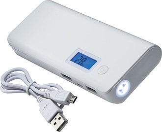 SAGRADA Plastová powerbanka s kapacitou 10000 mAh, bílá - reklamní předměty