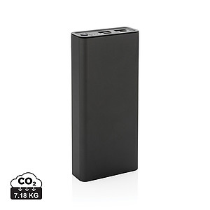SAMANTA Powerbanka s rychlonabíjením, z recyklovaného hliníku, s kapacitou 20 000 mAh, šedá - ekologické reklamní předměty