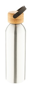 SANGAY Hliníková sportovní láhev s bambusovým víčkem, 600 ml, stříbrná