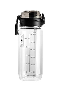 SCHWARZWOLF KARISIMBI Tritanová láhev na pití, objem 650 ml, transparentní/černé víčko - reklamní předměty